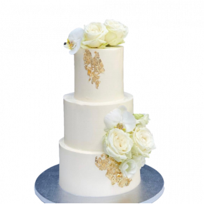 White roses and gold leaves...