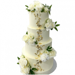 White roses and gold leaves...