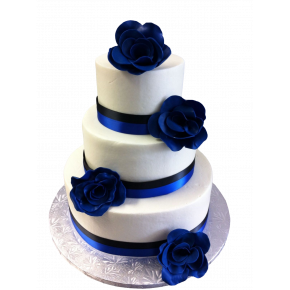 Blue rose flowers wedding cake