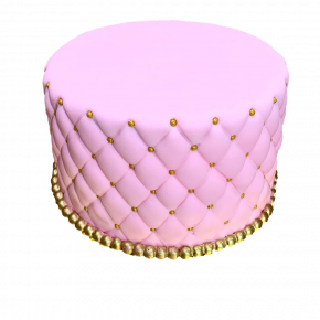 Pink birthday cake and gold...