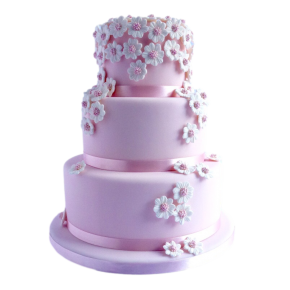 Pink flowers - wedding cake