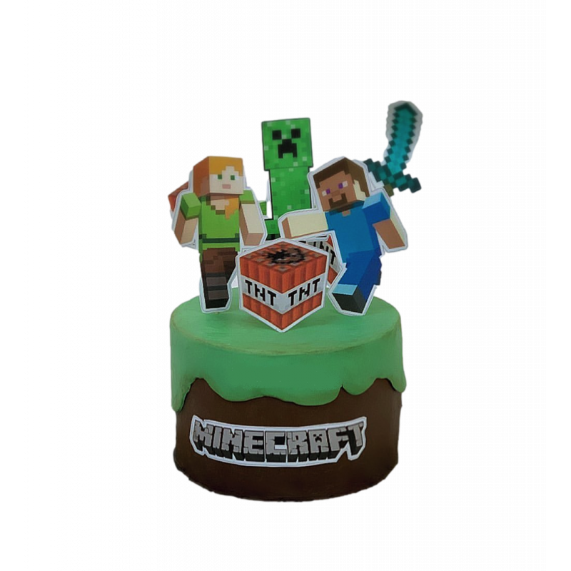 Décoration de gâteau d'âge d'anniversaire de style Minecraft -  France