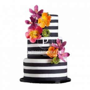 Black ribbons - wedding cake