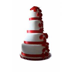 Red petals- wedding cake,...