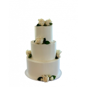 Elegant white wedding cake,...