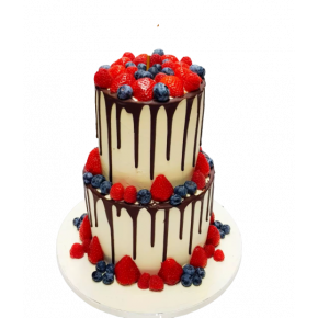 Red fruit drip cake -...